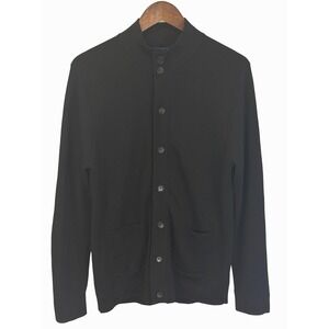 Patrick Assaraf Merino Wool Button Up Cardigan Black Size Medium